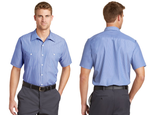 CS20LONG - Red Kap® Long Size, Short Sleeve Striped Industrial Work Shirt