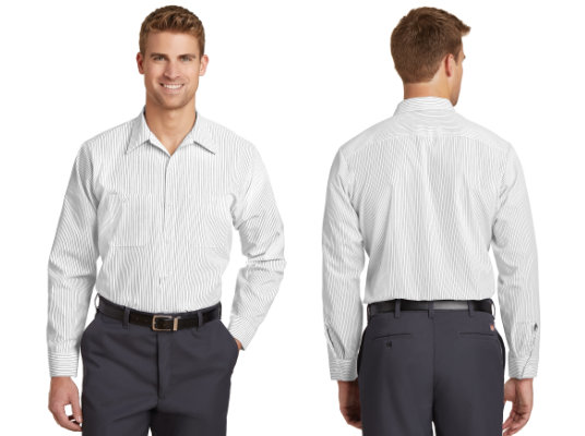 CS10LONG - Red Kap® Long Size, Long Sleeve Striped Industrial Work Shirt